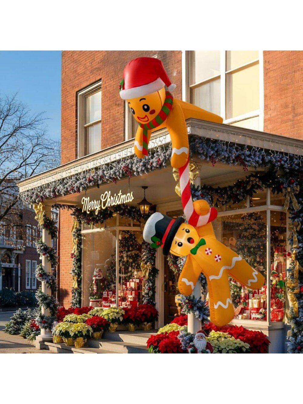 Gingerbread Inflatable Christmas Decor - 7FT Outdoor Holiday Decoration - Picture 2 of 9